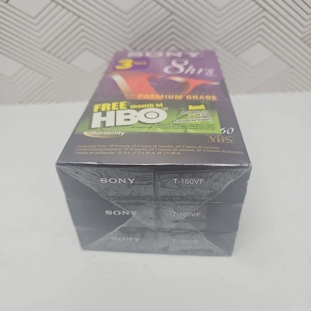 Sony T-160VF Standard Grade 8 HR VHS 327m Hi-Fi Blank Tapes Pack of 3 Sealed New